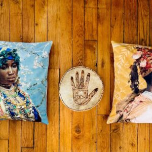 Handmade Amazigh Velvet Portrait Ethnic Art Decorative Pillow Cover