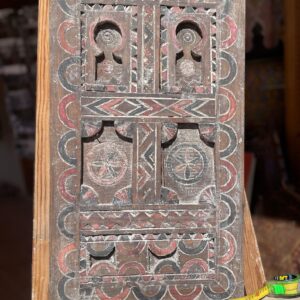 Antique Amazigh Berber Carved Wood Door Panel Wall Art