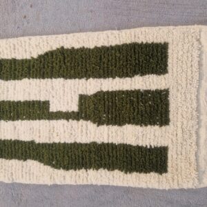 Amazigh Olive Green Striped Thread Handmade Custom Rug