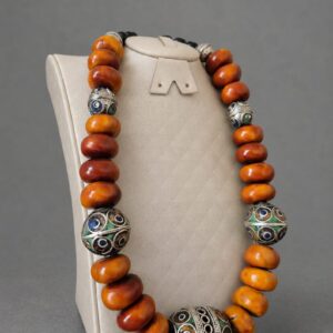 Berber Antique Handmade Silver Filigree Bead Statement Necklace