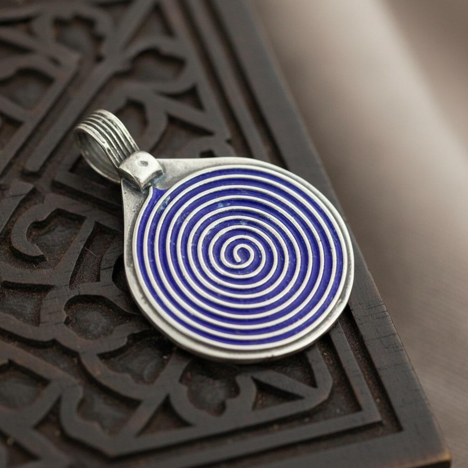 Berber Spiral Silver Pendant Handmade Jewelry Minimalist Necklace