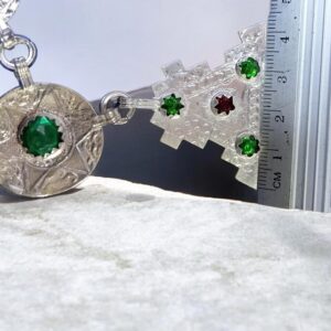 Handmade Amazigh Silver-Plated Necklace with Two Traditional Khelalat Pins