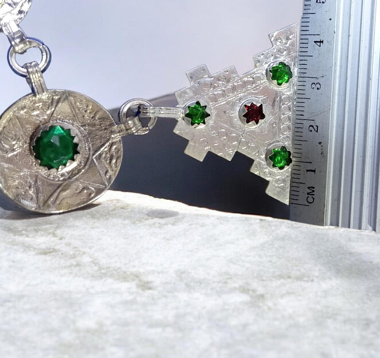 Handmade Amazigh Silver-Plated Necklace with Two Traditional Khelalat Pins