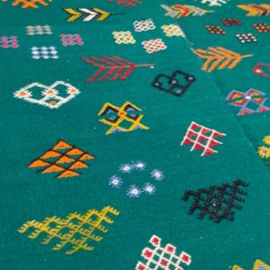 Berber Camel Wool Handmade Runner Rug With Tribal Motifs