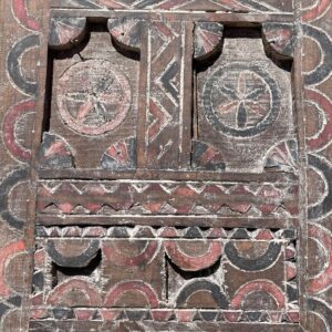 Antique Amazigh Berber Carved Wood Door Panel Wall Art