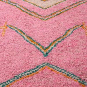 Berber Custom Design Pink Wool Geometric Living Room Rug