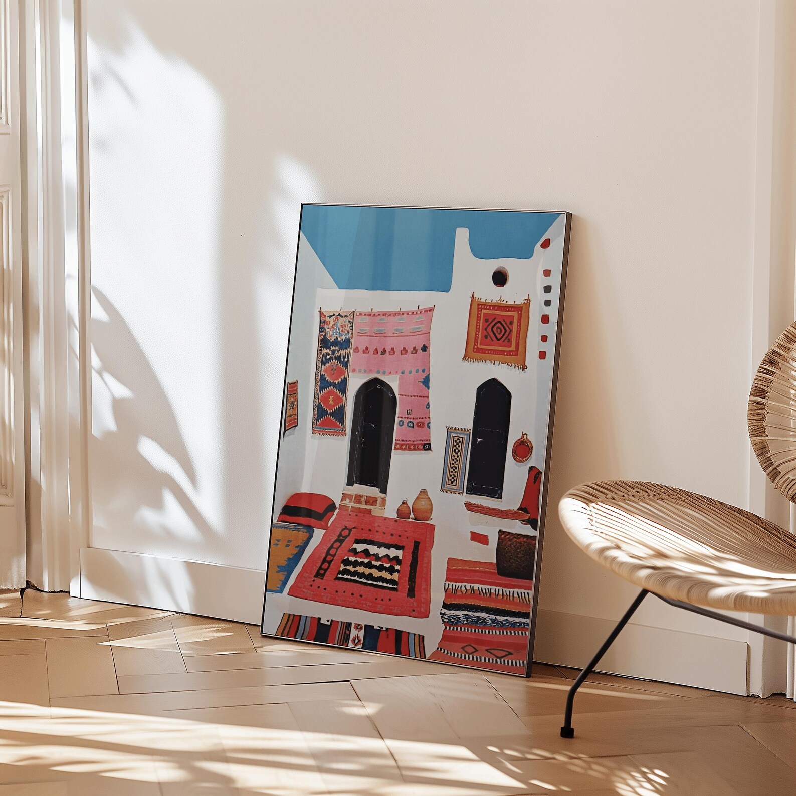 Amazigh Vintage Rug Textile Scene Vertical Wall Art Print