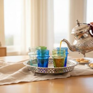 Berber Handmade Tea Set Traditional Silver Teapot Tray