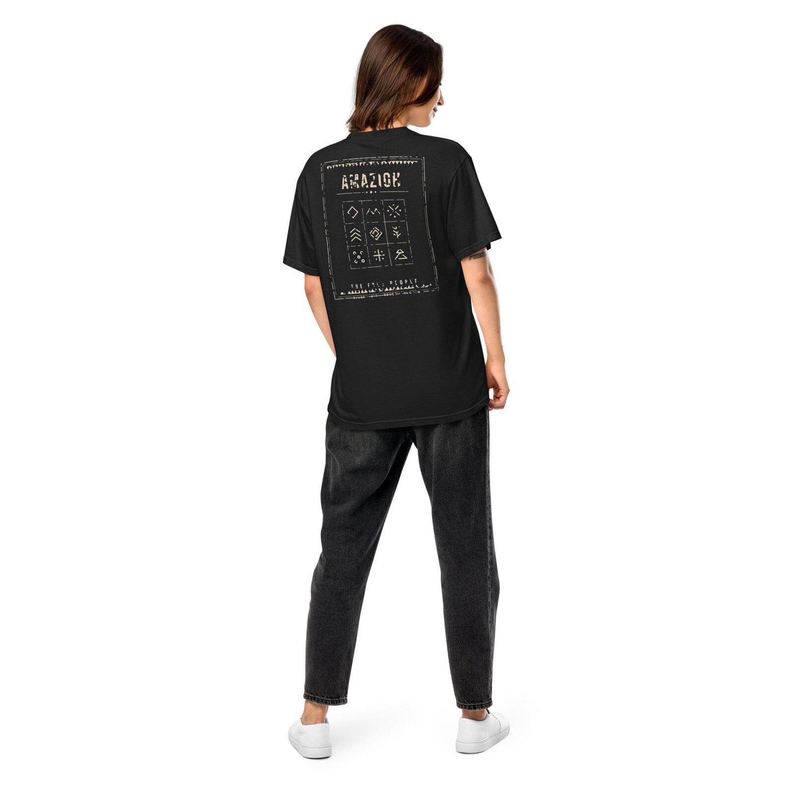Berber T-Shirt Black Silver Cotton Diamond Eye Tribal
