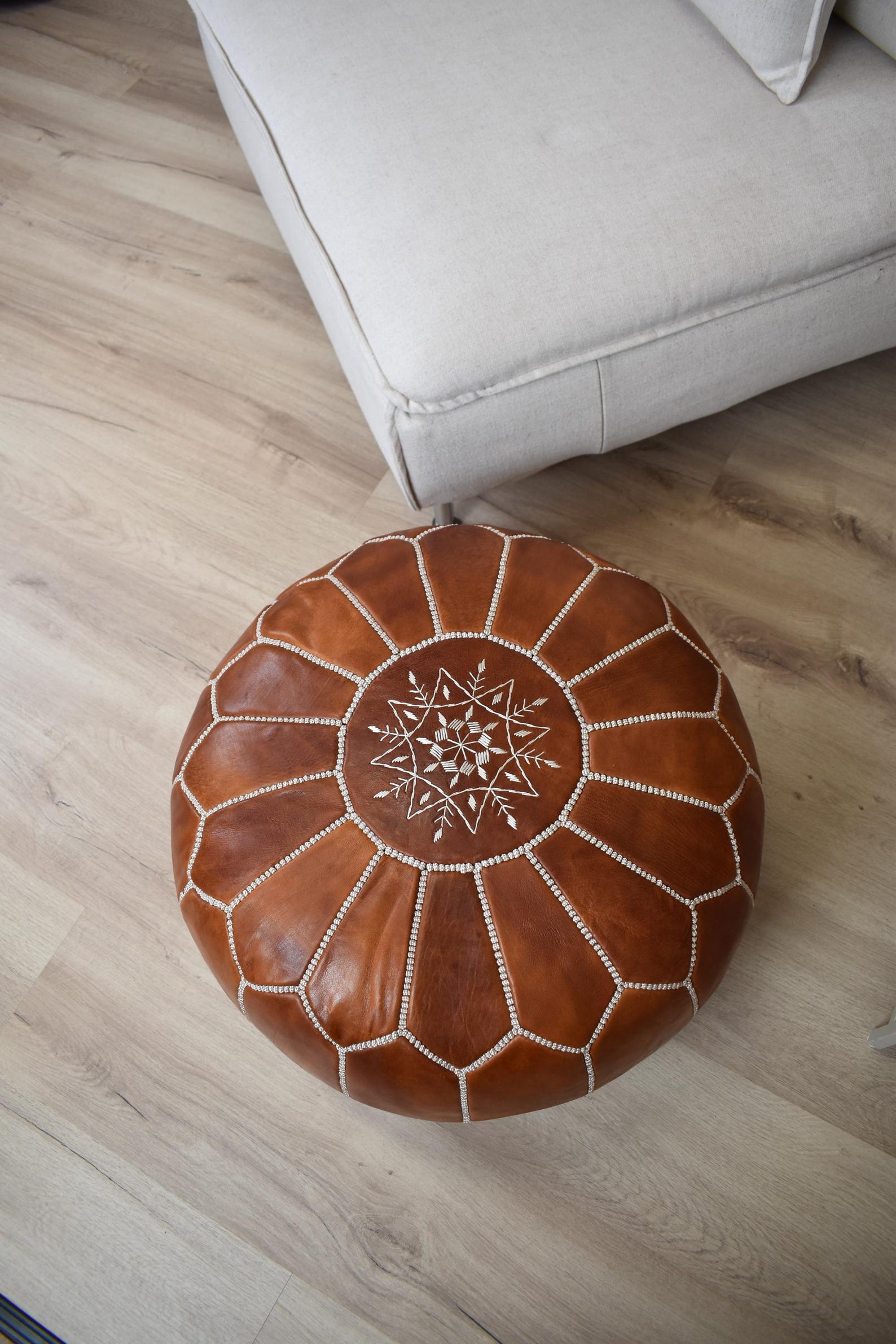 Amazigh Vegetal Soft Leather Handmade Delivered stuffed Pouf