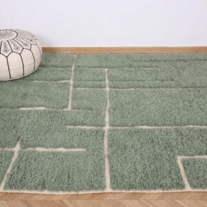 Berber Custom Design Wool Geometric Neutral Living Room Rug