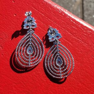Handmade Kabyle Amazigh Red Coral Leaf Motif Dangle Earrings
