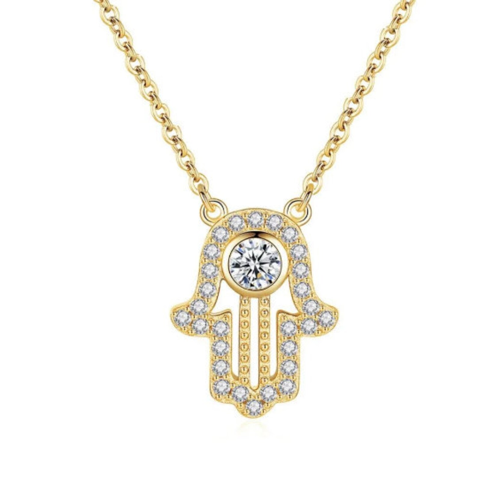 Handmade Amazigh Kabyle 925 Sterling Silver Zircon Pendant Necklace