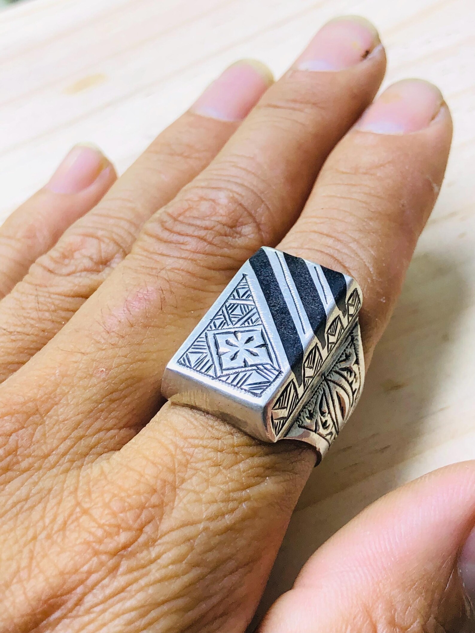 Amazigh Gravure amazighe Ring Silver Tribal Touareg Berbère
