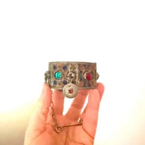 Amazigh Vintage Enamelled Red Cuff Bangle Coin Bracelet