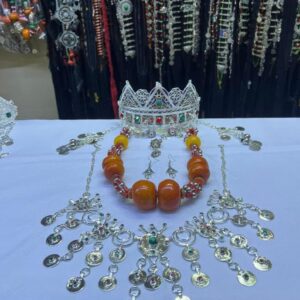 Berber Bridal Jewelry Set Silver Tiara Necklace Earrings