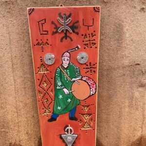 Berber Hand-Painted Wooden Musician Drum Wall Art Decor