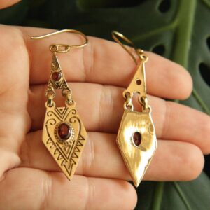Berber Tuareg Labradorite or Garnet Gemstone Boho Earrings