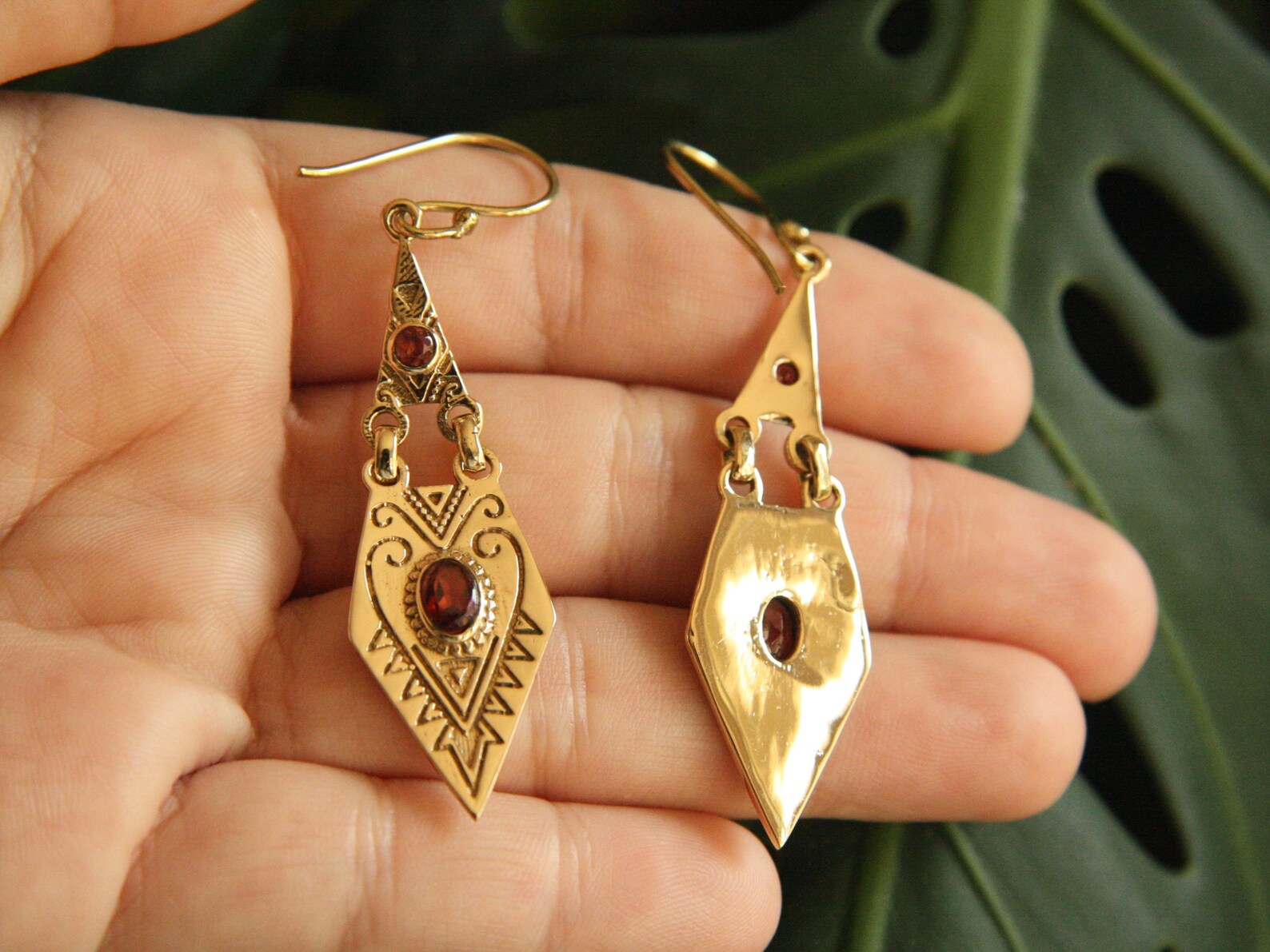 Berber Tuareg Labradorite or Garnet Gemstone Boho Earrings