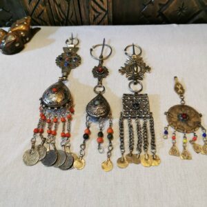Amazigh Handmade Vintage Beaded Enamel Tribal Fibula Brooch
