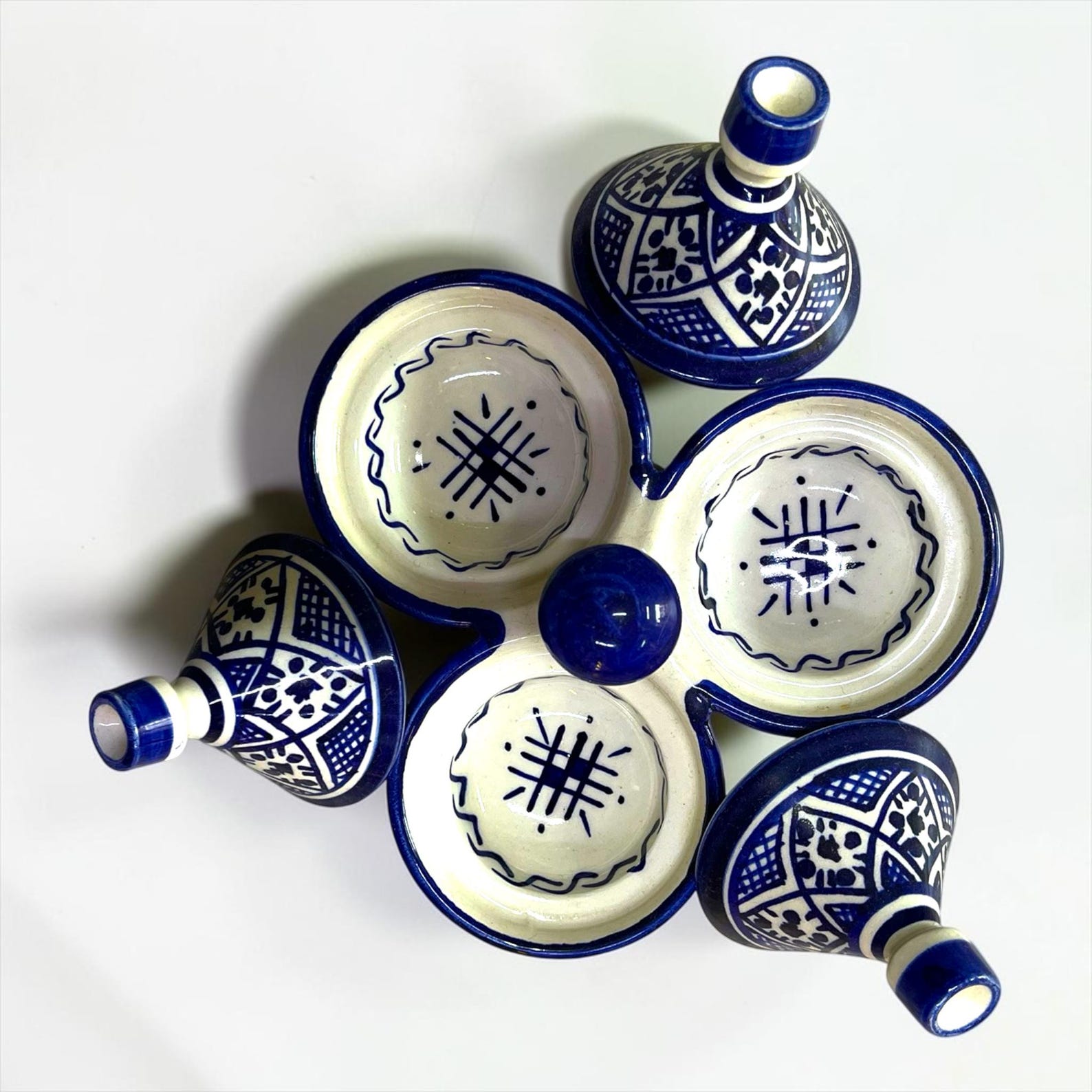 Amazigh Handmade Ceramic Spice Holder Set of 3 Tagine