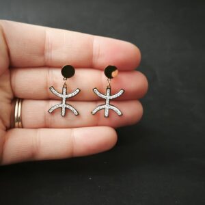 Amazigh Kabyle Berber Tifinagh Yaz Sparkling Gold Drop Earrings