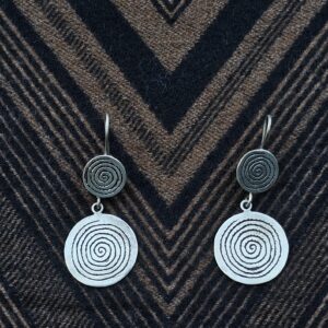 Handcrafted Amazigh Spiral Silver Tribal Symbolic Dangle Earrings