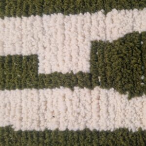 Amazigh Olive Green Striped Thread Handmade Custom Rug