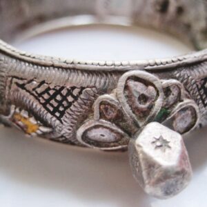 Amazigh Vintage Silver Knob Yellow Bracelet From Morocco