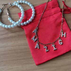 Amazigh Sparkling Letter Charm Gold-Tone Stainless Steel Necklace