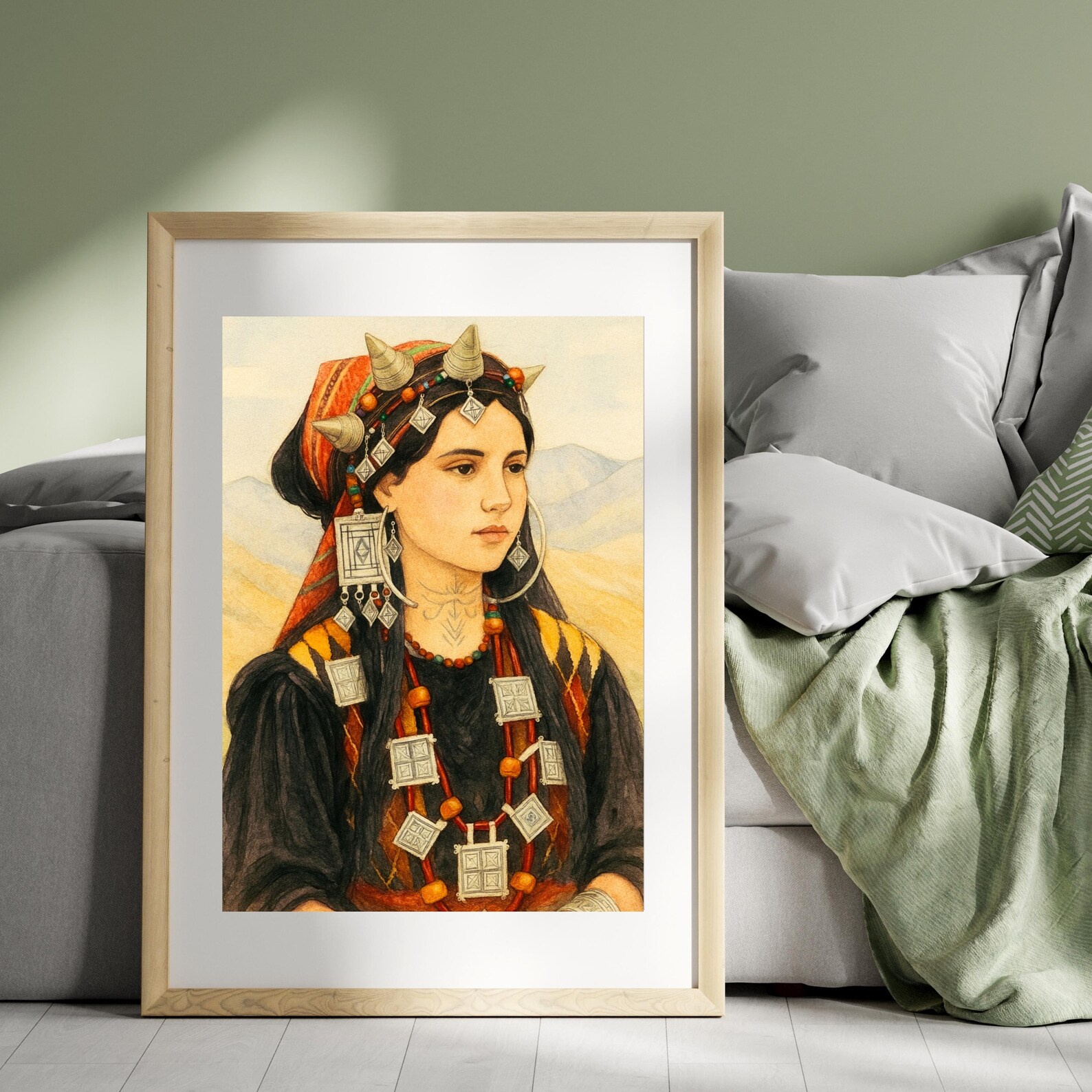 Berber Woman Portrait Print Jewelry Art Digital Download