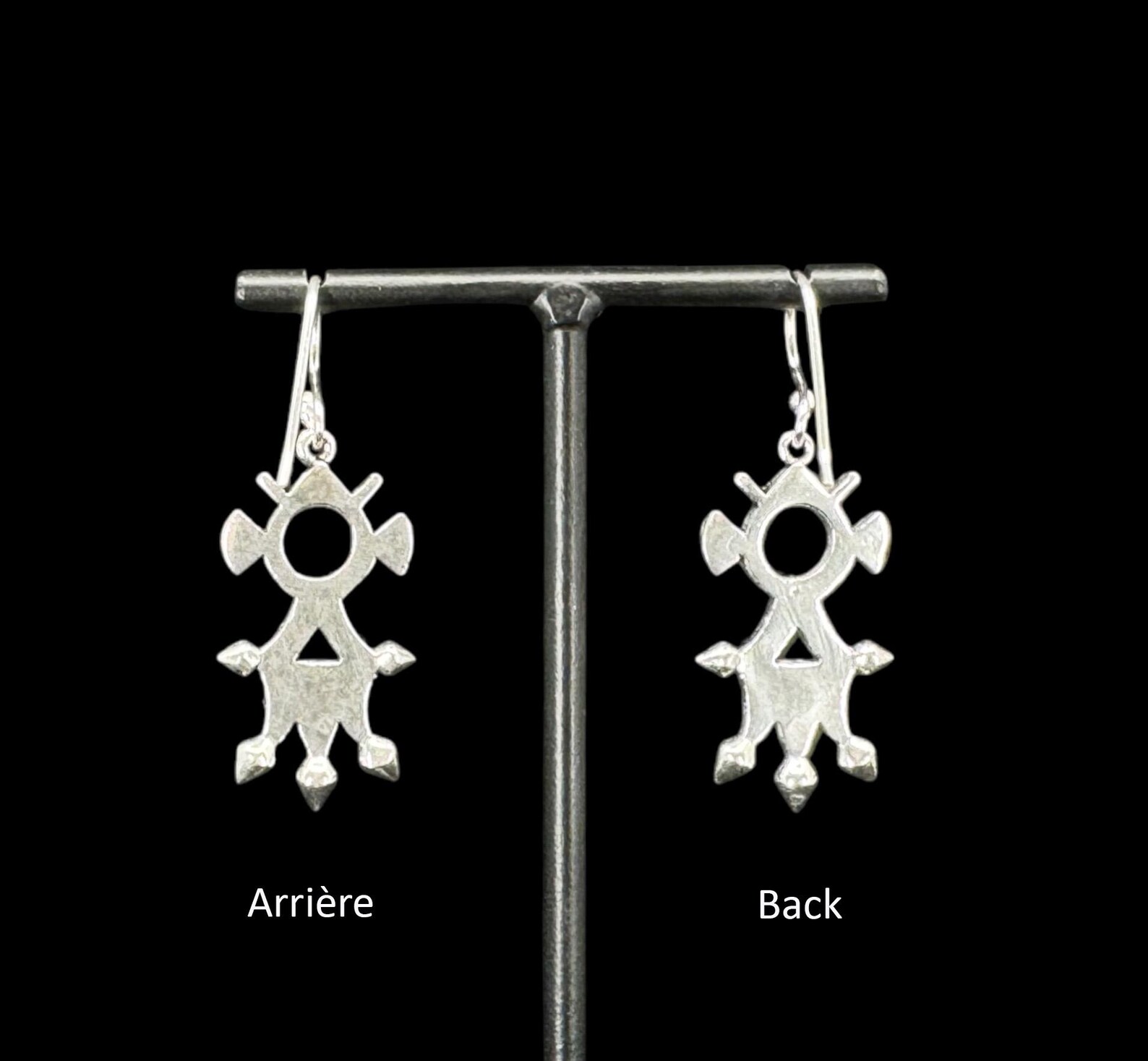 Amazigh Stylized Cross Silver Plated Berbères Earrings Symbol