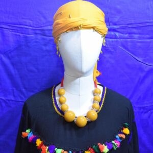 Berber Amazigh Loban Yellow Amber Resin Tribal Bead Necklace