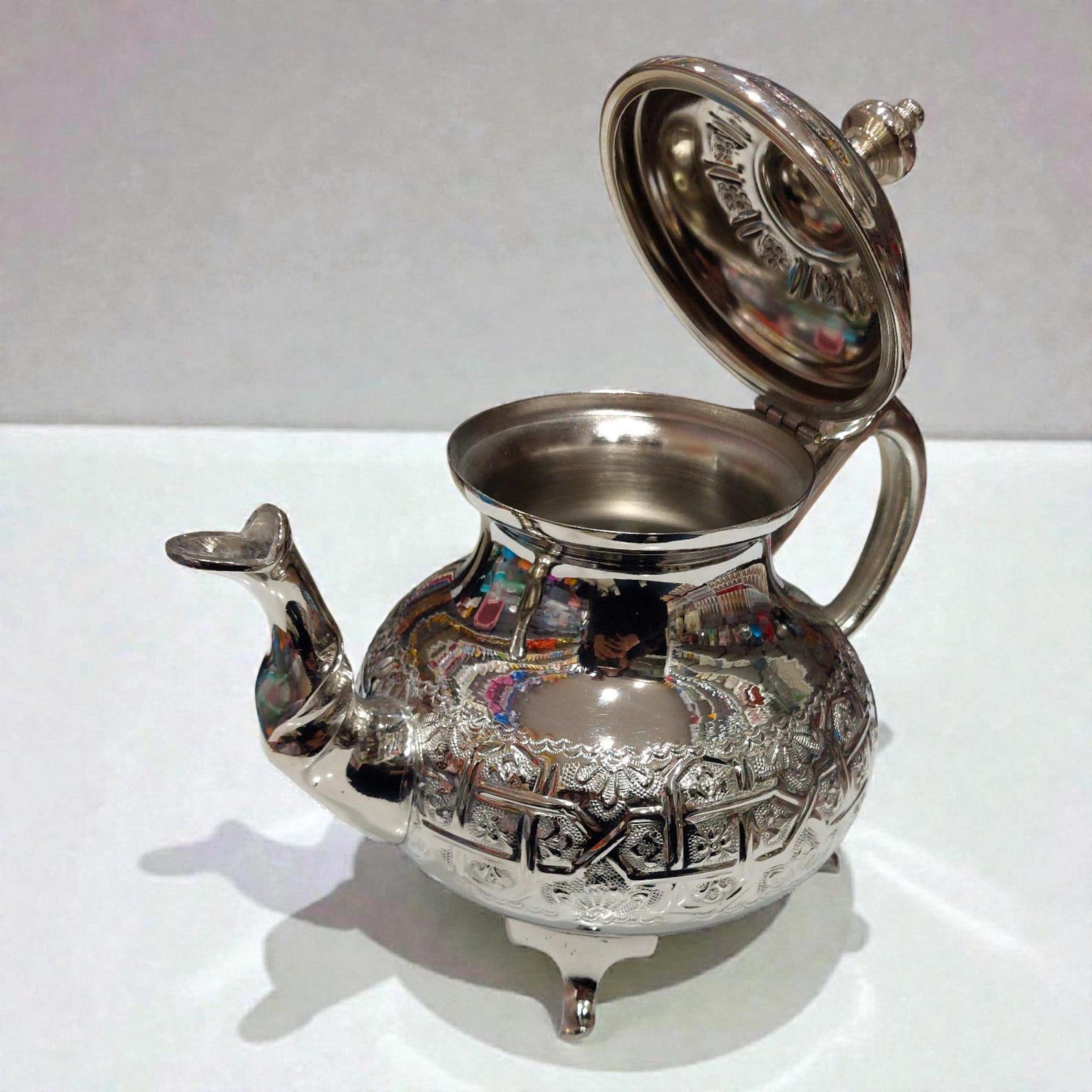 Amazigh Silver Tea Set Tray Glasses Handmade Traditional