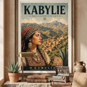 Vintage Kabyle Berber Travel Poster Amazigh Algeria Wall Art