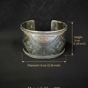 Berber Silver Cuff Handmade Traditional Engraved Wide Bracelet
