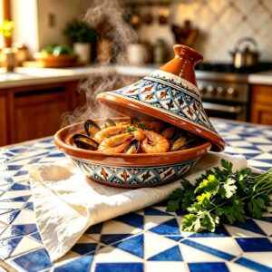 Berber Hand-Painted Ceramic Flame-Proof Stovetop Oven Tagine 30cm