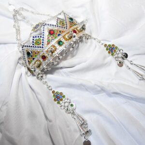 Berber Taounza Amazigh Plated Silver Enamel Tribal Crown Jewelry Headband