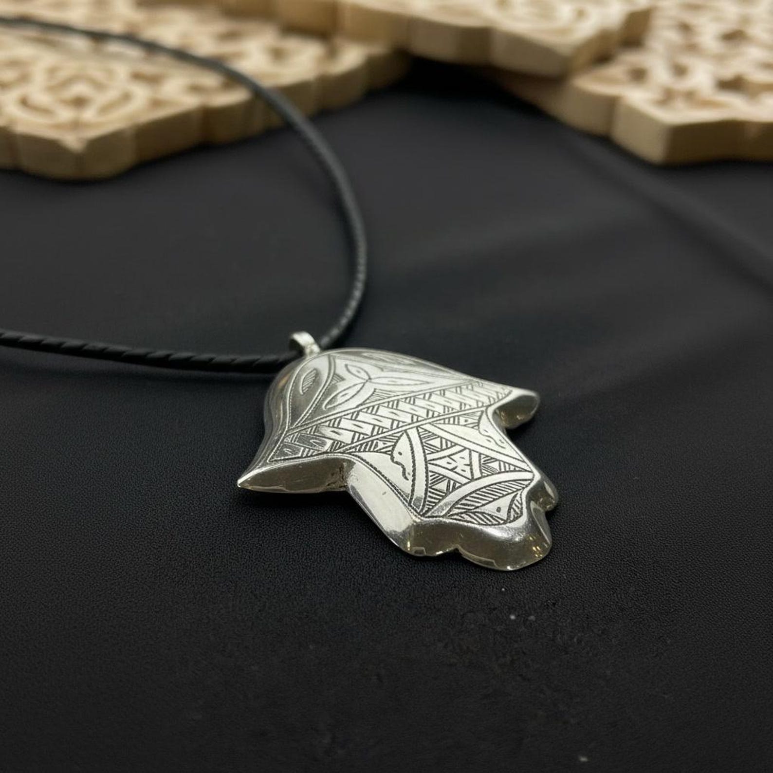 Berber Silver Khmissa Pendant Handmade Jewelry Hamsa Necklace