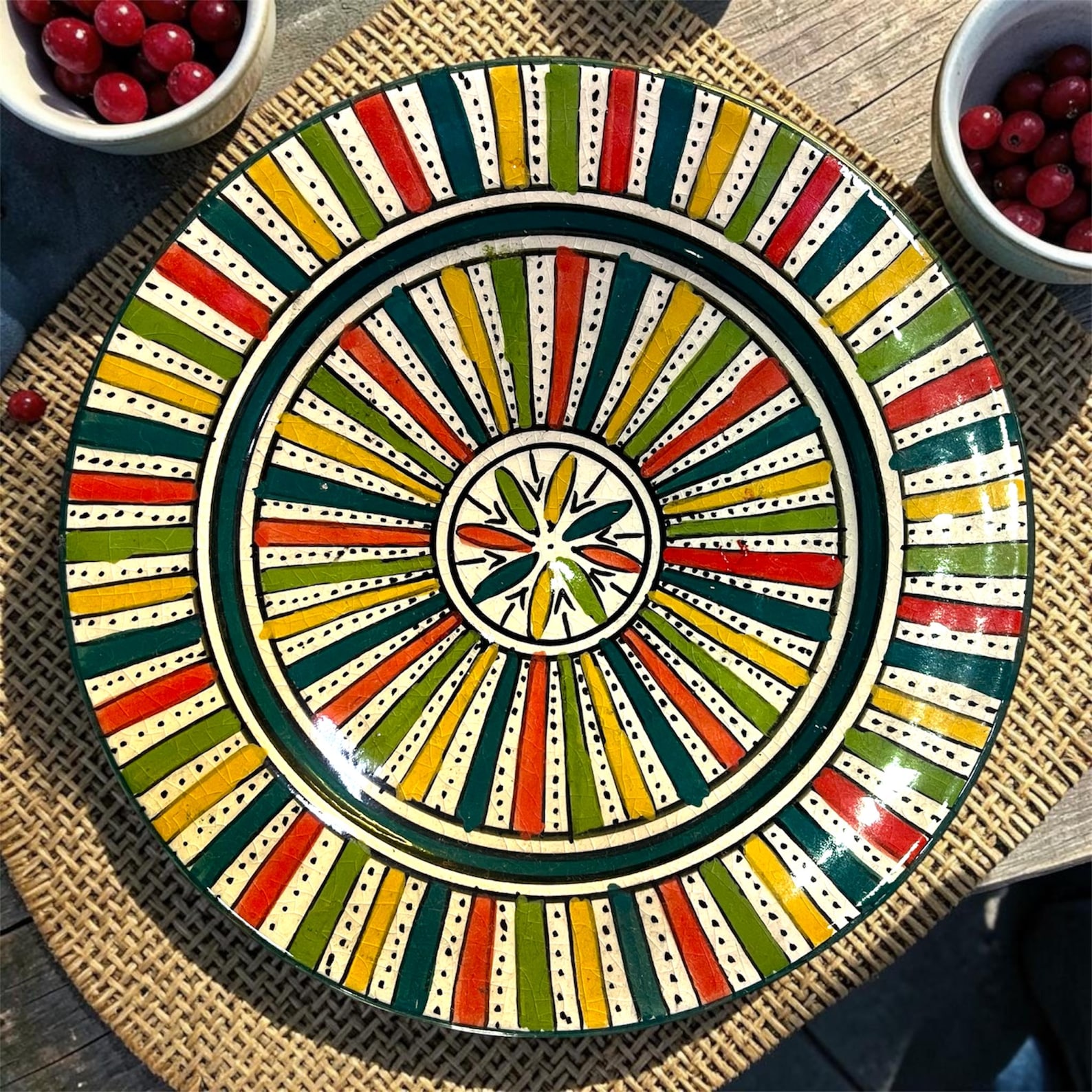 Berber Handmade Ceramic Traditional Design Decorative Wall Plate