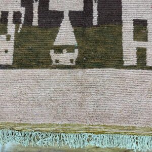 Berber Amazigh Beni Ourain Natural Wool Abstract Motif Rug
