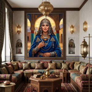 Amazigh Woman Portrait Digital Wall Art Traditional Tableau