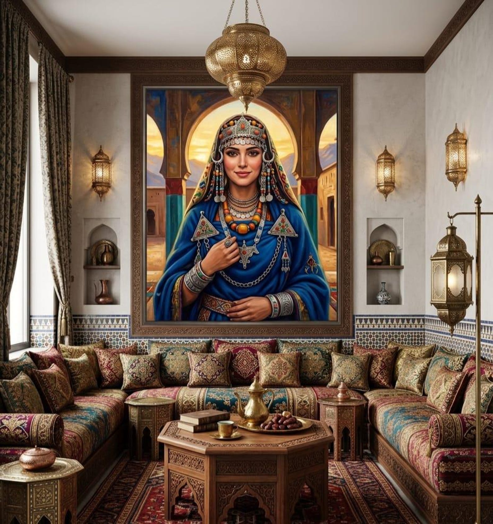 Amazigh Woman Portrait Digital Wall Art Traditional Tableau
