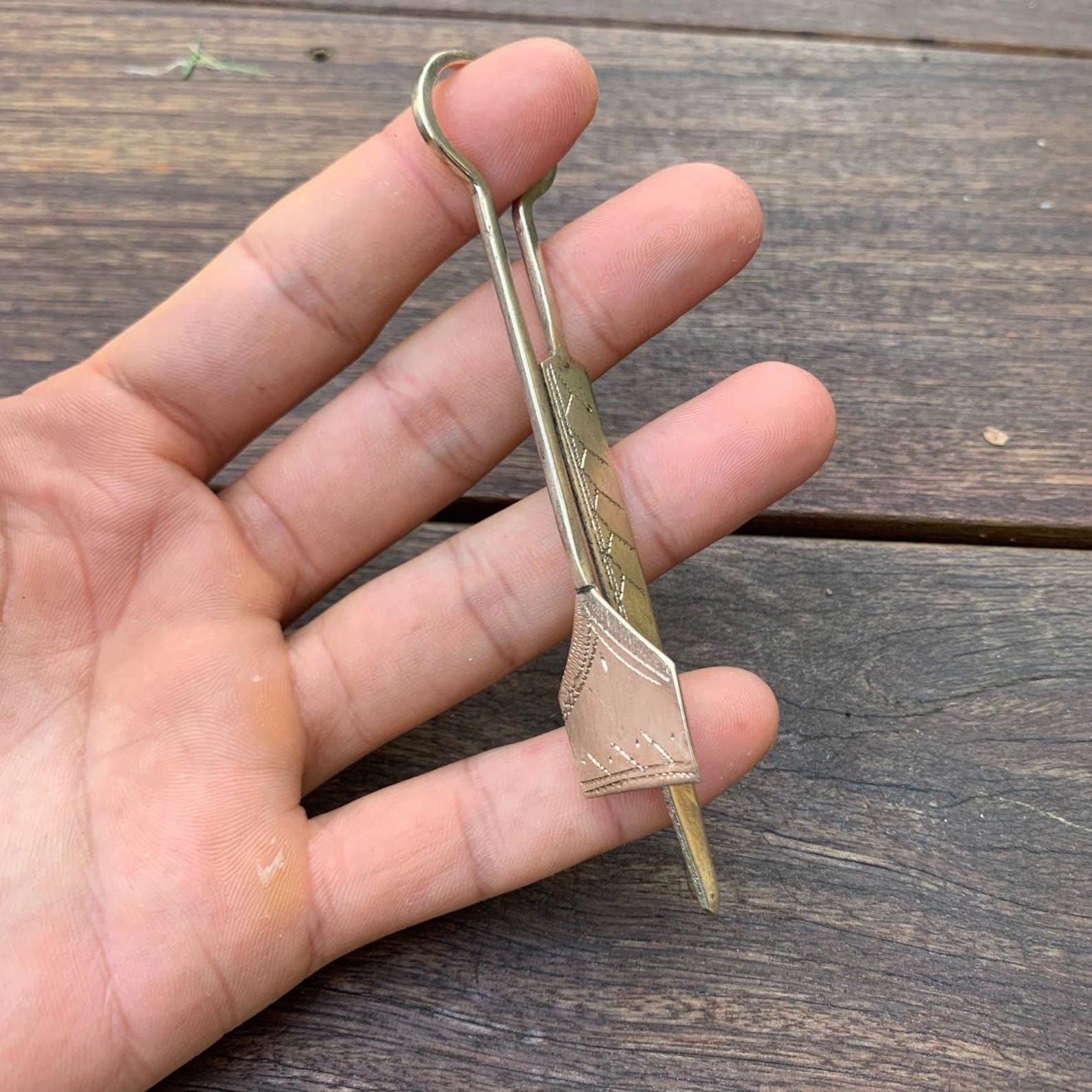 Berber Handmade Tuareg Sword-Shaped Engraved Mixed Metal Bookmark