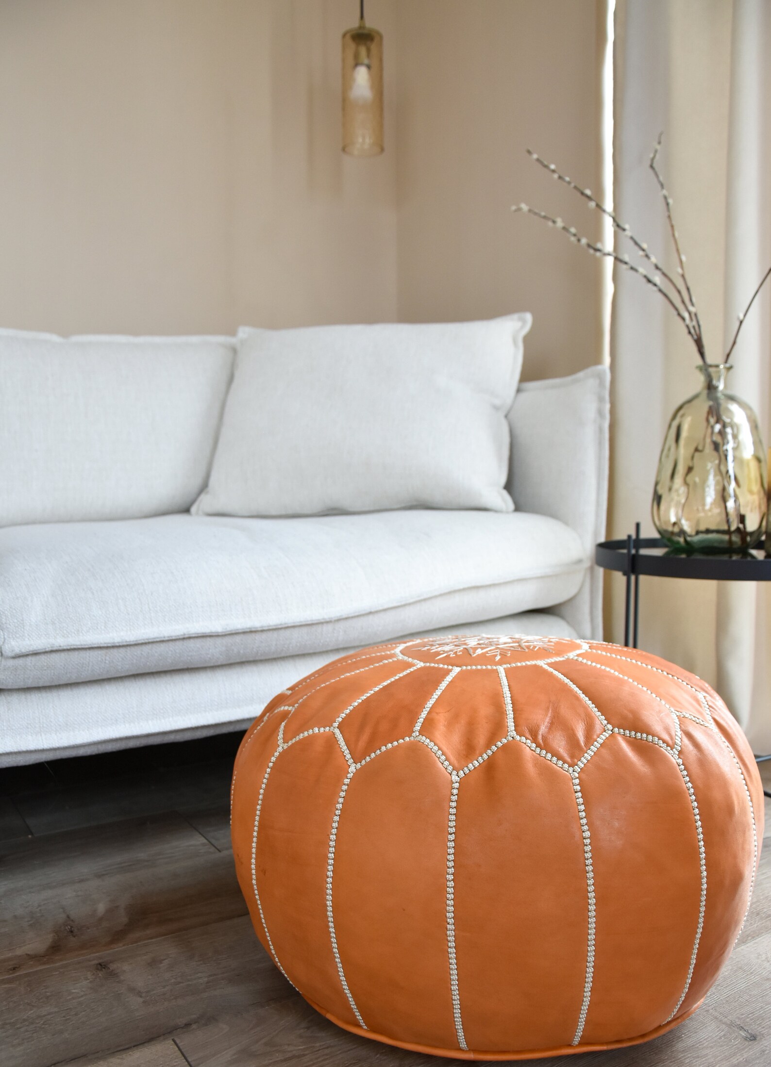 Amazigh Vegetal Soft Leather Handmade Delivered stuffed Pouf