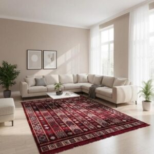 Amazigh Red Rug with Embroidery 3m Length × 2m Width