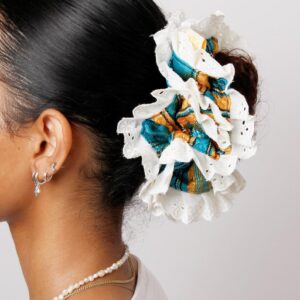 Amazigh Azul Gold Blue Oversized Kabyle Scrunchie Hair Accessory