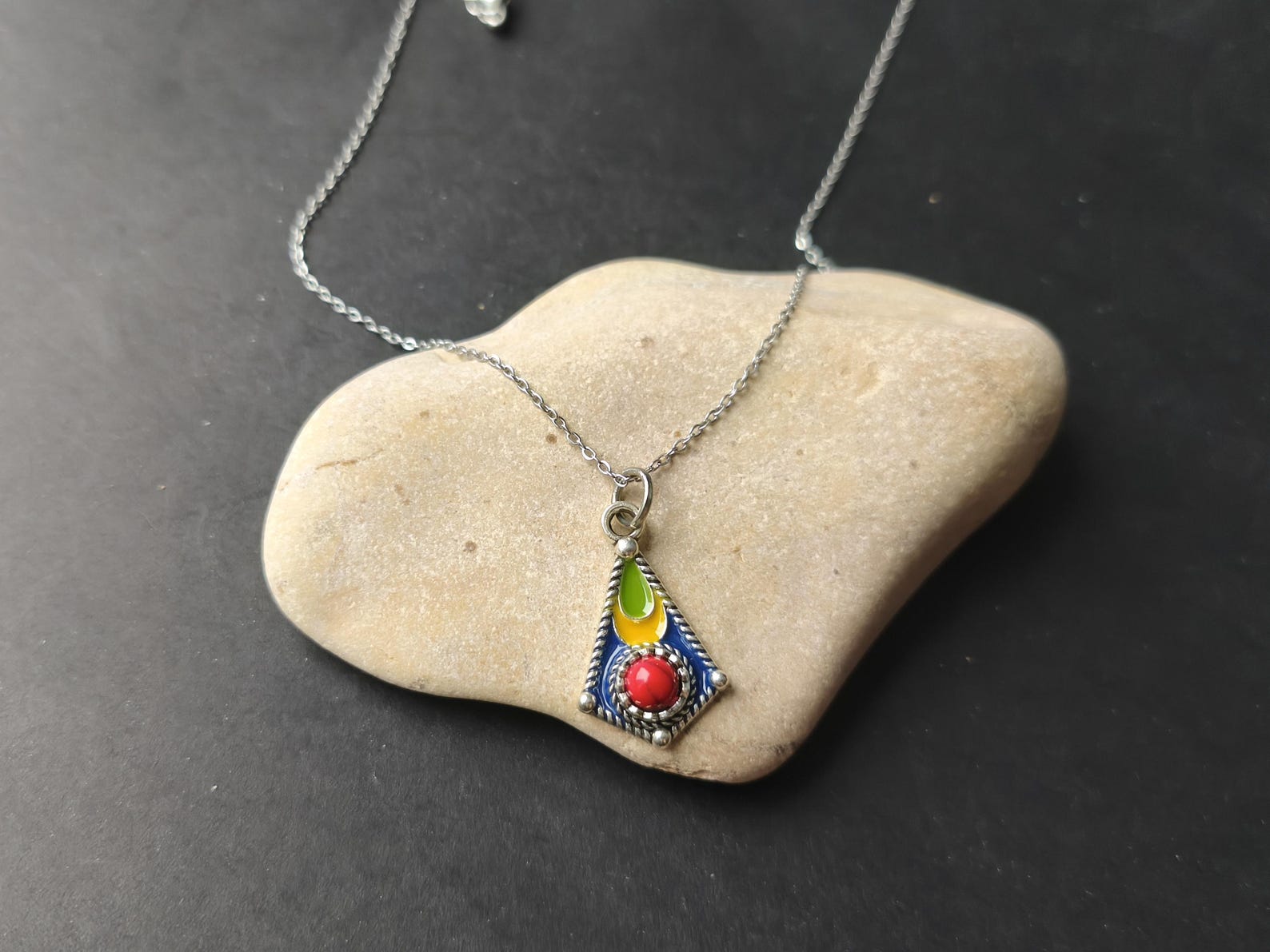 Amazigh Berber Kabyle Stainless Steel Snake Head Pendant Necklace