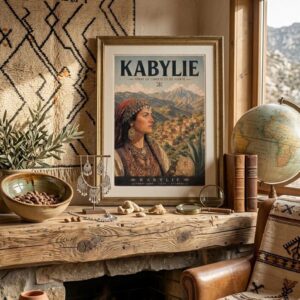 Vintage Kabyle Berber Travel Poster Amazigh Algeria Wall Art