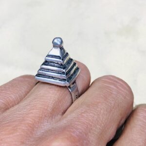 Handmade Amazigh Berber Solid Silver Geometric Pyramid Cone Ring